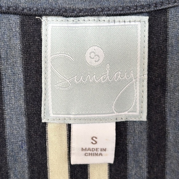 Sunday Anthropologie Blue White Striped High Low Maxi Dress Sleeveless Stretch - Picture 9 of 14